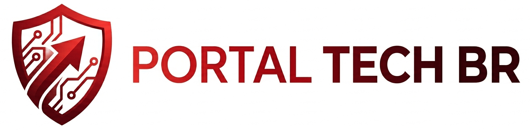 imagem do logo, escrito portal tech br, nas cores vermelha e preto com fundo branco